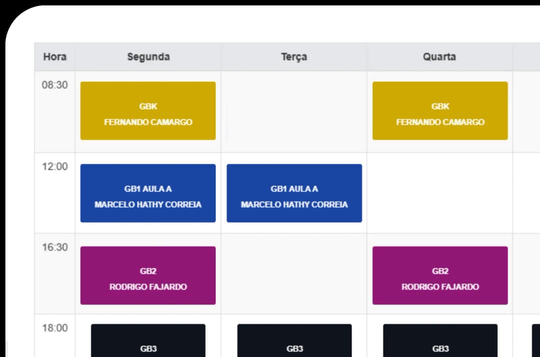 Cronograma de aulas do GBAPP